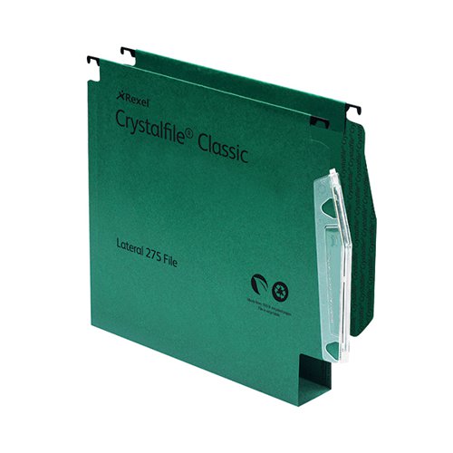 REXEL CRYSTALFILE CLASSIC 30MM LATERAL FILE GREEN (PACK OF 5