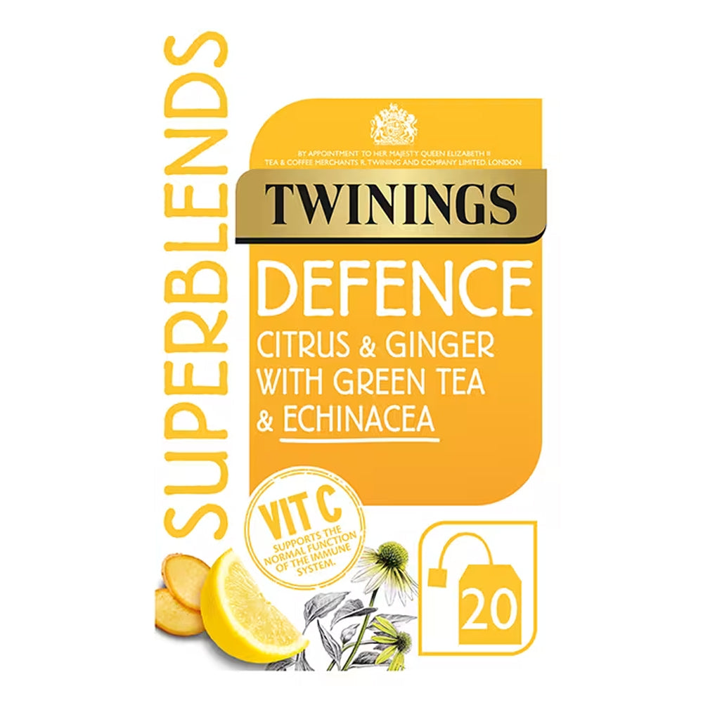 TWININGS SUPERBLENDS DEFENCE ENVELOPED TEA BAGS (20 bags) x 4