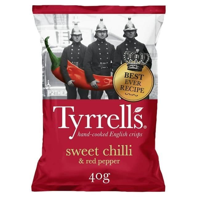 TYRRELLS SWEET CHILLI & RED PEPPER CRISPS (40g) x 24