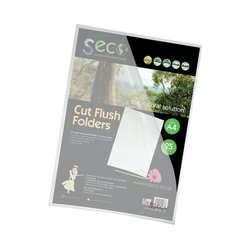 STEWART SUPERIOR SECO CUTFLUSH FOLDER A4 CLEAR (25 PACK) LSF
