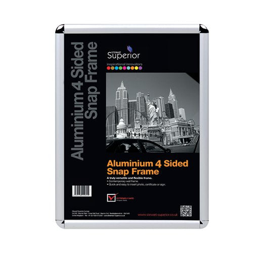 STEWART SUPERIOR SNAP FRAME A4 CHROME ROUNDA4