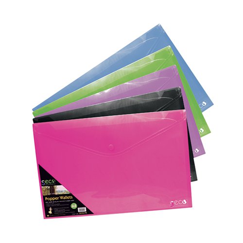 STEWART A4 POPPER WALLET LANDSCAPE ASSORTED (5 PACK) PPLSA4-