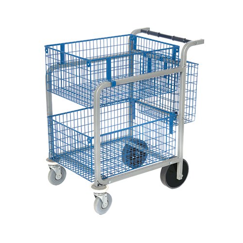 GOSECURE HEAVY DUTY MAIL TROLLEY 2 X WIRE BASKETS MT3