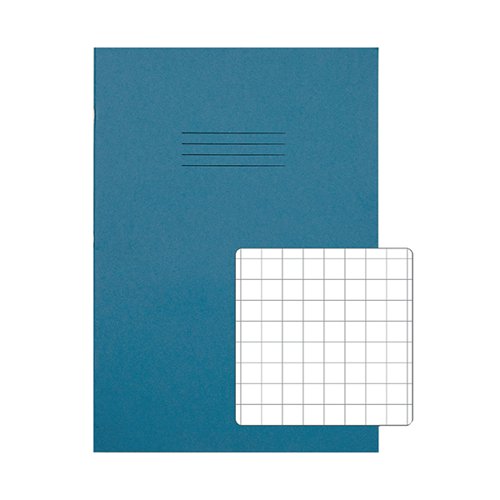 RHINO EXERCISE BOOK 10MM SQUARE 80P A4 LIGHT BLUE (PACK OF 5