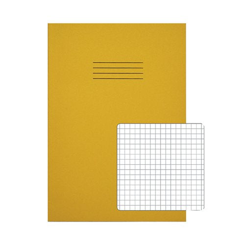 RHINO EXERCISE BOOK 5MM SQUARE 80 PAGES A4 YELLOW (PACK OF 5