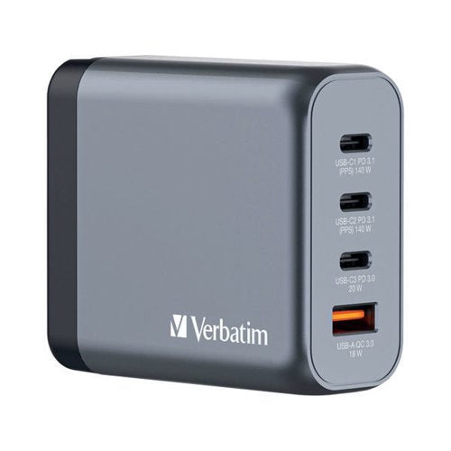 VERBATIM GNC-140 GAN 140W 4 PORT CHARGER 32203