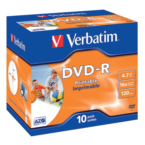 VERBATIM DVD-R SPEED JEWEL CASE 4X 4.7GB (PACK OF 10) 43285