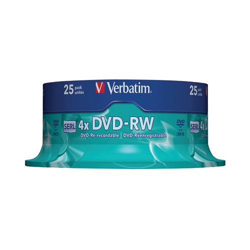 VERBATIM DVD-RW 4X NON-PRINTABLE 4X 4.7GB (PACK OF 25) 43639