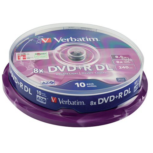 VERBATIM DVD+R DOUBLE LAYER NON-PRINTABLE 8X 8.5GB (PACK OF