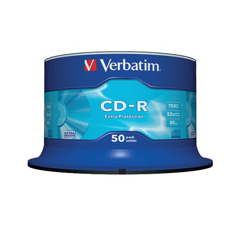 VERBATIM CD-R EXTRA PROTECTION SPINDLE 52X 700MB (PACK OF 50