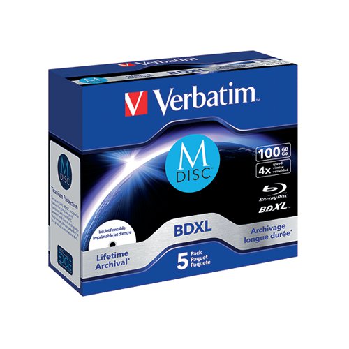 VERBATIM M-DISC BD-R XL 100GB 4X (5 PACK) 43834