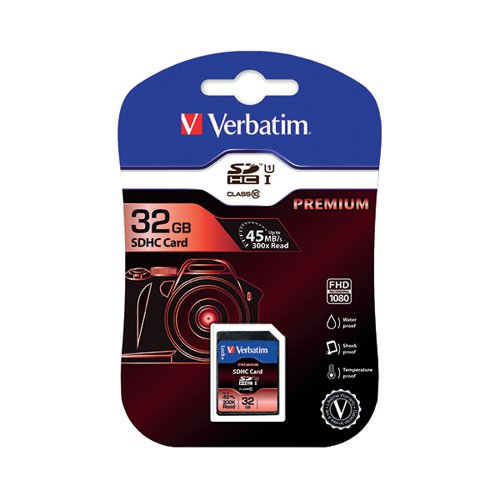 VERBATIM SDHC MEMORY CARD CLASS 10 32GB 43936
