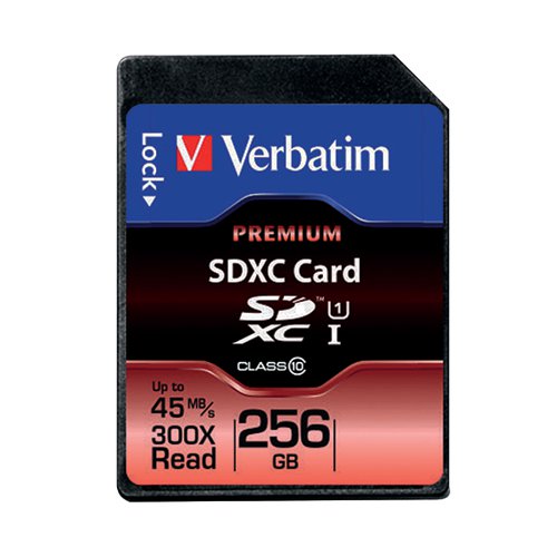 VERBATIM PREMIUM SDXC MEMORY CARD CLASS 10 UHS-I U1 256GB 44