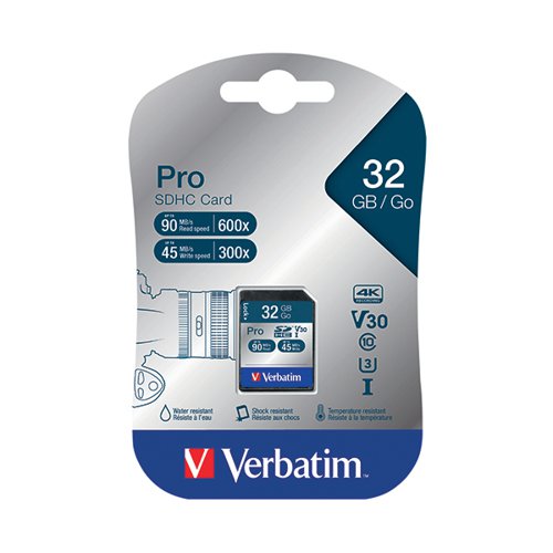 VERBATIM PRO SDHC 32GB MEMORY CARD CLASS 10 UHS-I U3 47021