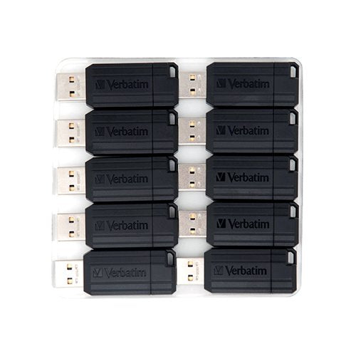 VERBATIM PINSTRIPE USB DRIVE 16GB BLACK (10 PACK) 49046