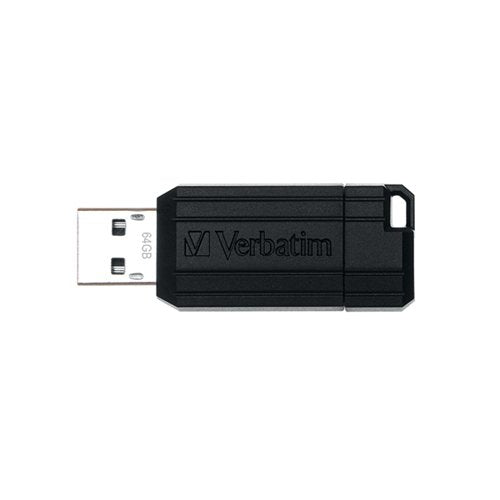 VERBATIM 64GB BLACK PINSTRIPE USB DRIVE 49065