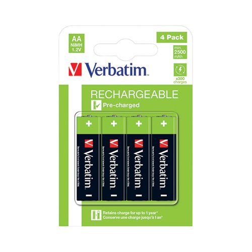 VERBATIM AA RECHARGEABLE BATTERIES (PACK OF 4) 49517
