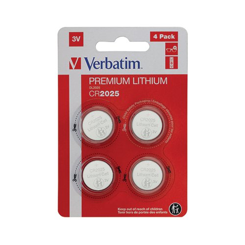 VERBATIM CR2025 3V PREMIUM LITHIUM BATTERY (PACK OF 4) 49532