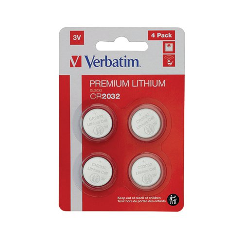 VERBATIM CR2032 3V PREMIUM LITHIUM BATTERY (PACK OF 4) 49533
