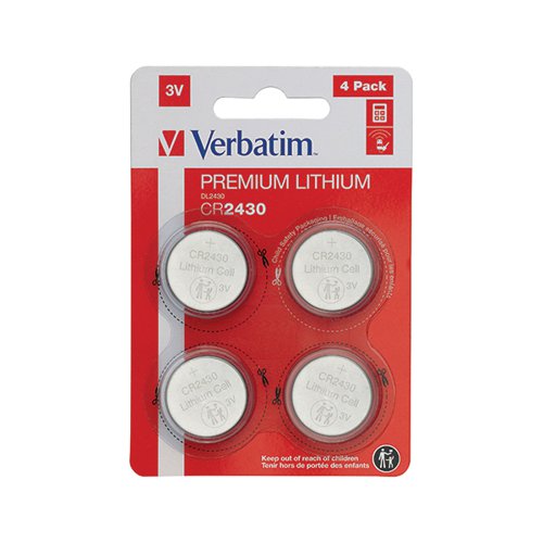VERBATIM CR2430 3V PREMIUM LITHIUM BATTERY (PACK OF 4) 49534