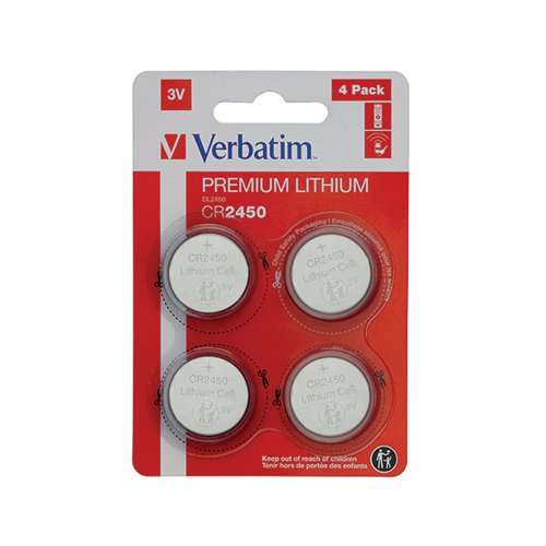 VERBATIM CR2450 3V PREMIUM LITHIUM BATTERY (PACK OF 4) 49535