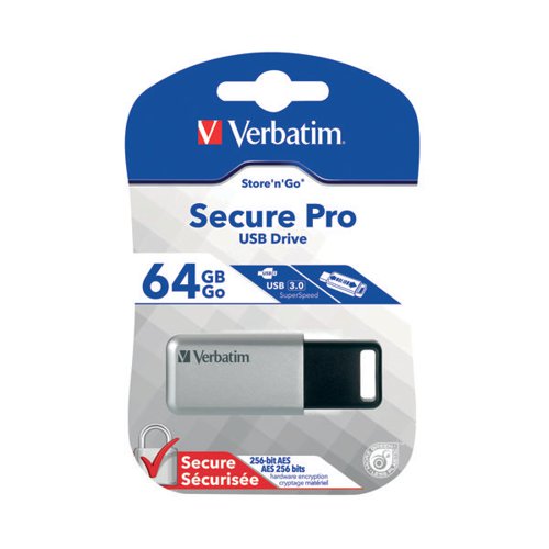 VERBATIM STORE 'N' GO SECURE PRO USB 3.0 FLASH DRIVE 64GB WI