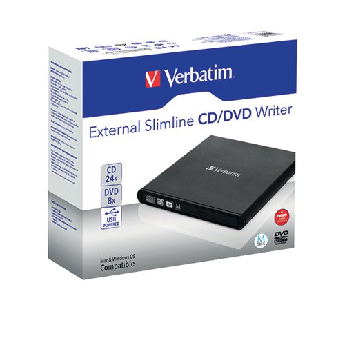VERBATIM BLACK MOBILE DVD REWRITER USB 2.0 (FULLY COMPLIANT