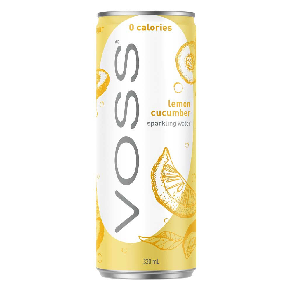 VOSS LEMON & CUCUMBER SPARKLING WATER CANS (330ml) x 10