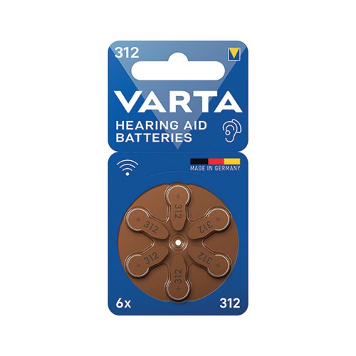 VARTA HEARING AID BATTERIES 312 (PACK OF 6) 24607101416
