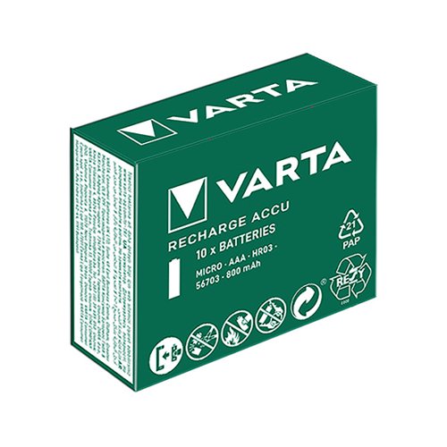 VARTA RECHARGEABLE BATTERIES AAA 800MAH (PACK OF 10) 5670310