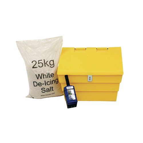 50 LITRE LOCKABLE GRIT BIN AND 25KG SALT KIT 389116