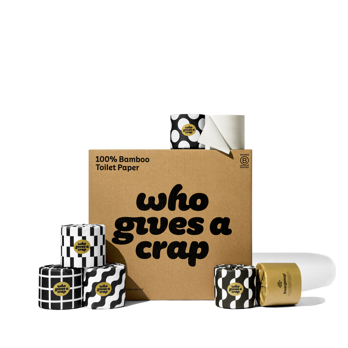 WHO GIVES A CRAP PREMIUM BAMBOO DOUBLE LENGTH WRAPPED TOILET ROLL (48 rolls)