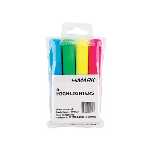 HI-GLO HIGHLIGHTERS ASSORTED (PACK OF 4) 7910WT4