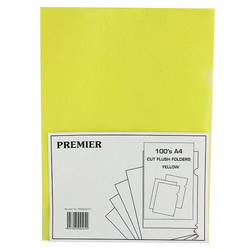 YELLOW CUT FLUSH FOLDERS (PACK OF 100) WX01487