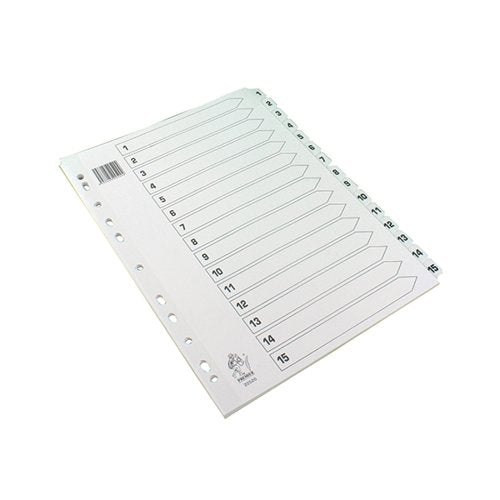 A4 WHITE 1-15 MYLAR INDEX MYLAR REINFORCED TABS/HOLES WX0153
