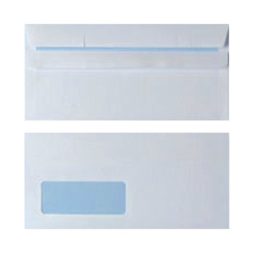 ENVELOPE DL WINDOW 90GSM WHITE SELF SEAL (PACK OF 1000) WX34