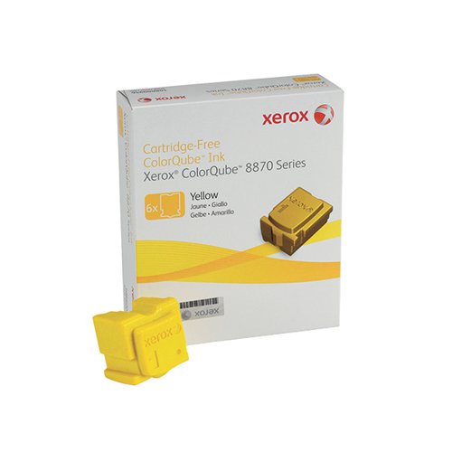 XEROX COLORQUBE 8870 SOLID INK STICK YELLOW (PACK OF 6) 108R