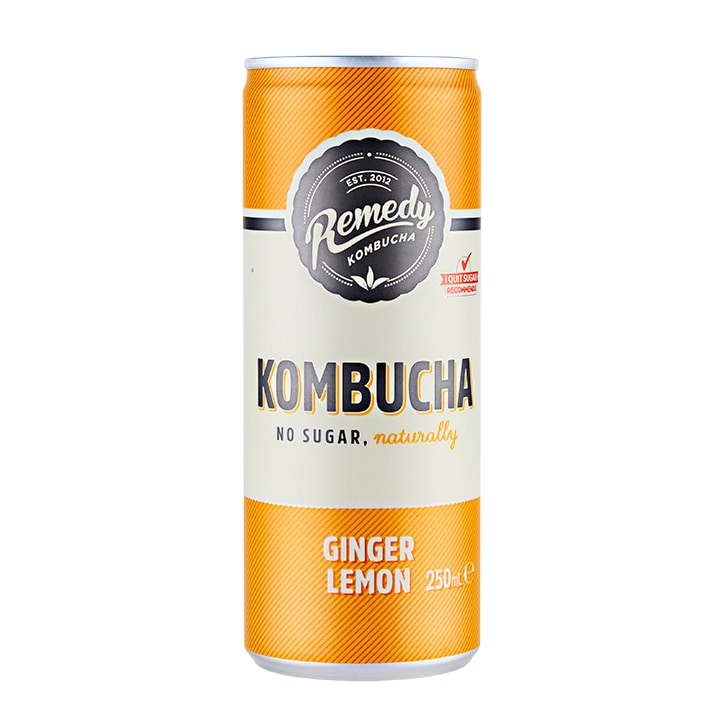 REMEDY DRINKS KOMBUCHA GINGER & LEMON CANS (250ml) x 12