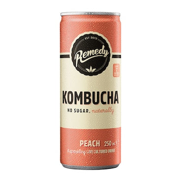 REMEDY DRINKS KOMBUCHA PEACH CANS (250ml) x 12