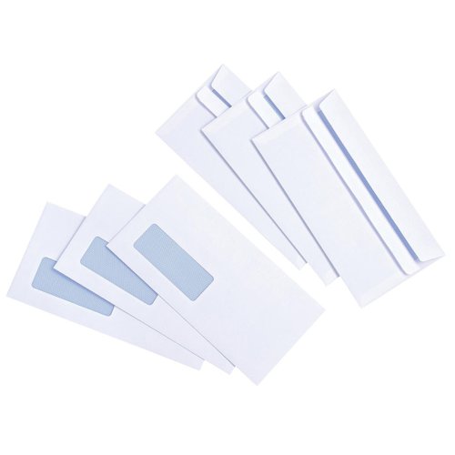 5 STAR VALUE ENVELOPES WALLET PRESS SEAL WINDOW 90GSM DL 110