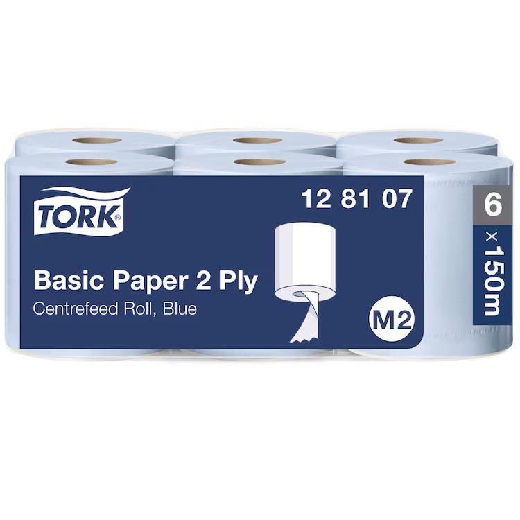 Tork Basic Centrefeed Wiping Paper Blue M2 (150m) x 6