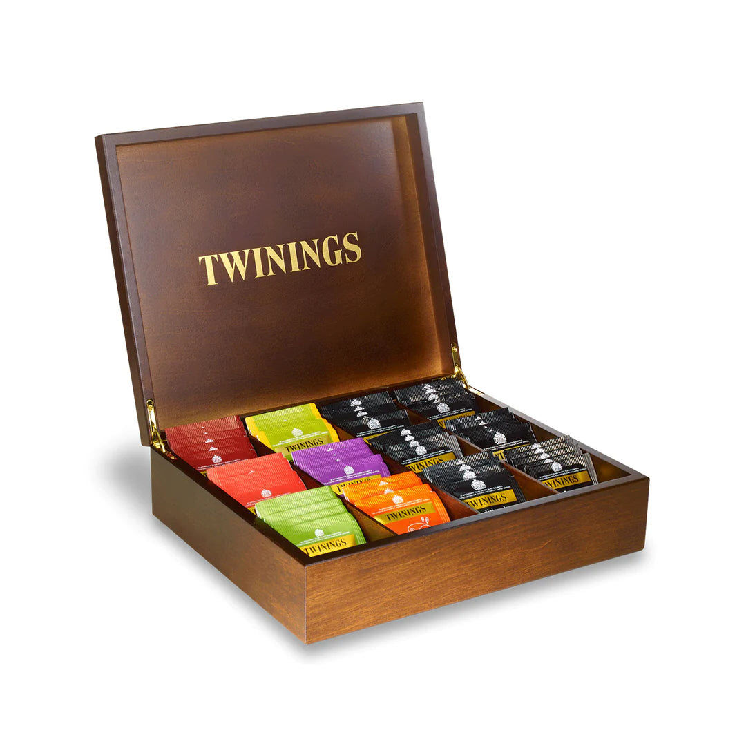 TWININGS 12 COMPARTMENT WOODEN TEA DISPLAY BOX