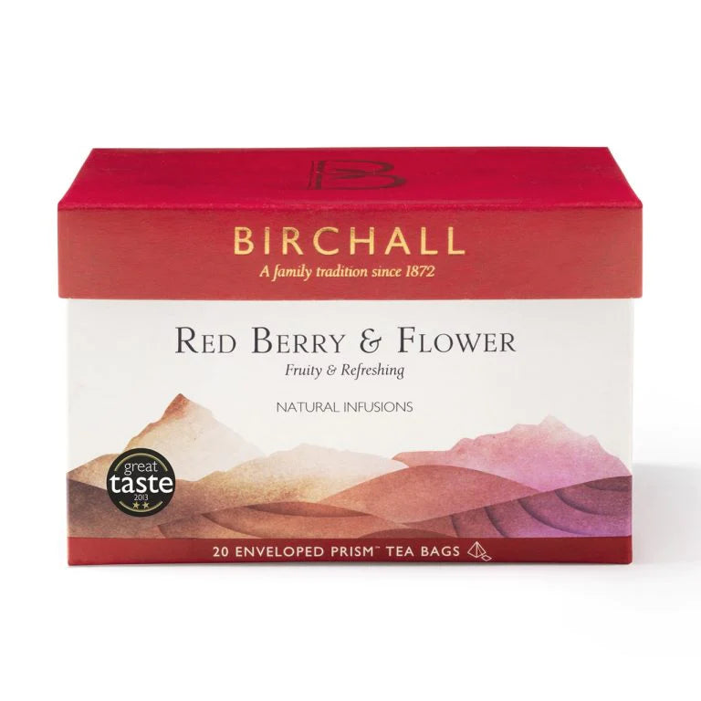 BIRCHALL RED BERRY & FLOWER TAG ENVELOPE PRISM TEA BAGS (20 bags)