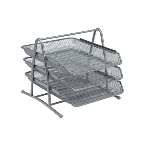 5 STAR OFFICE MESH LETTER TRAY 3 TIER STACKABLE FRONT LOAD P