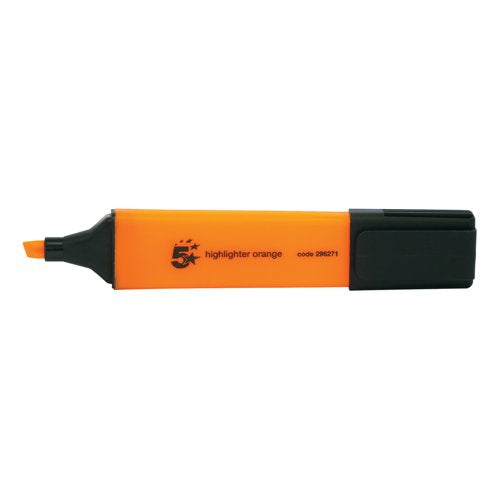 5 STAR OFFICE HIGHLIGHTER CHISEL TIP 1-5MM LINE ORANGE (PACK