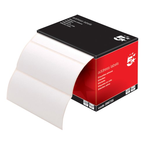 5 STAR OFFICE ADDRESS LABELS 89X36MM ON CONTINUOUS ROLL (PAC