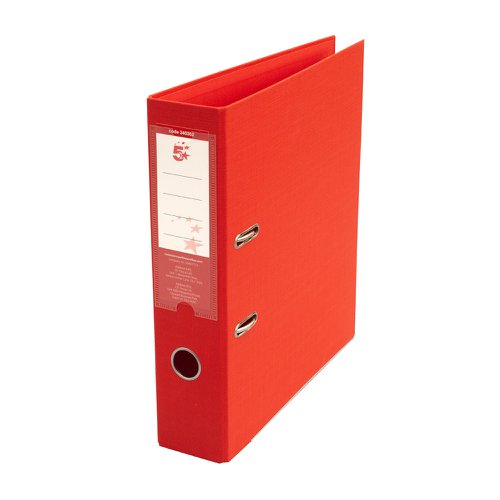 5 STAR OFFICE PREMIUM POLYPROPYLENE LEVER ARCH FILE A4 RED (