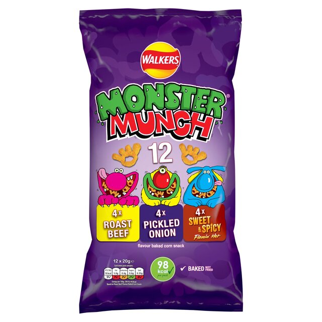 WALKERS MONSTER MUNCH VARIETY MULTIPACK CRISPS (20g) x 12