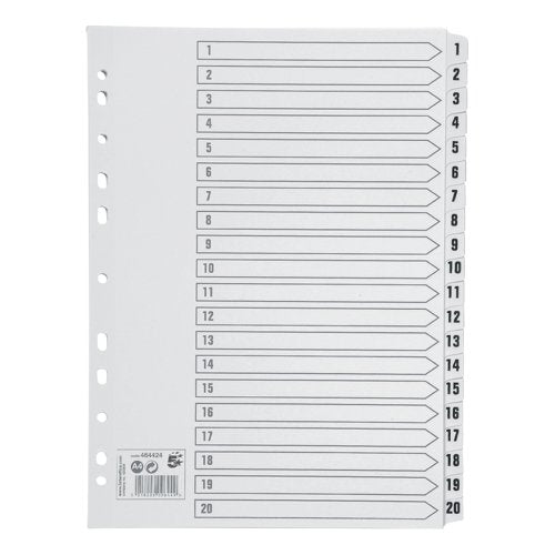 5 STAR OFFICE INDEX 1-20 MULTIPUNCHED MYLAR-REINFORCED STRIP