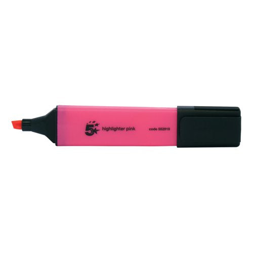 5 STAR OFFICE HIGHLIGHTER CHISEL TIP 1-5MM LINE PINK (PACK O